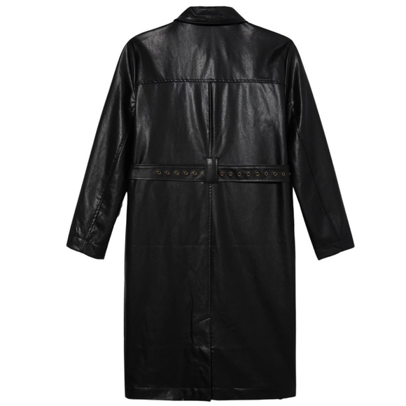 NWT HONOR THE GIFT WOMEN VEGAN TRENCH COAT (BLACK) size L - Picture 5 of 9